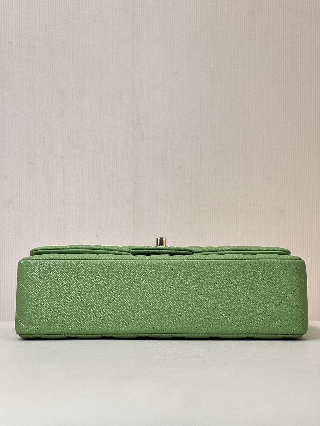 CC original grained calfskin medium flap bag A01112 green