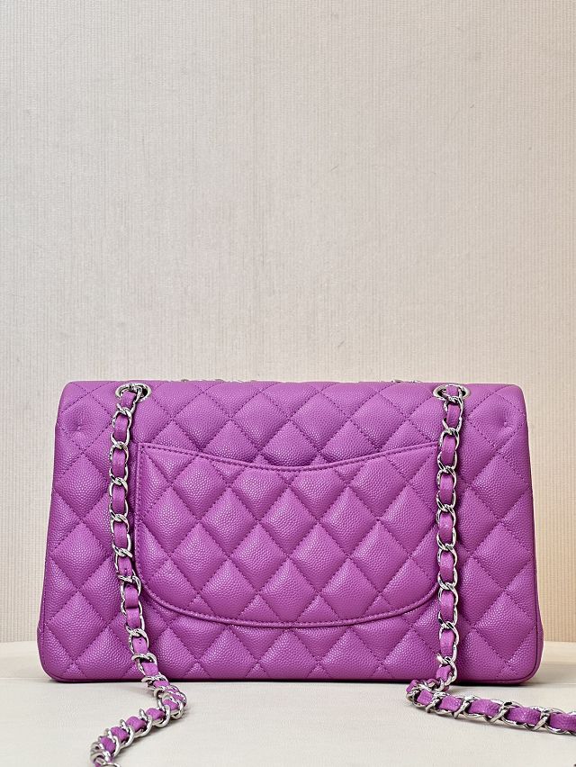 CC original grained calfskin medium flap bag A01112 purple