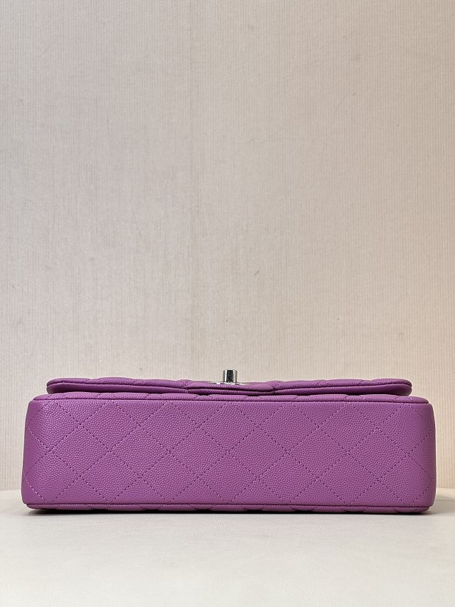 CC original grained calfskin medium flap bag A01112 purple