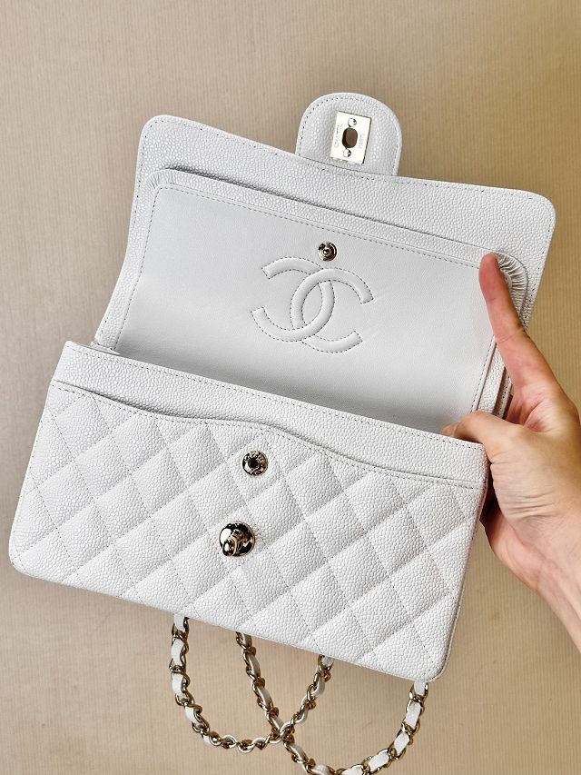 CC original grained calfskin medium flap bag A01112 white