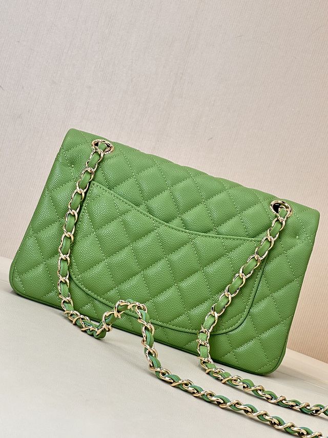 CC original grained calfskin small flap bag A01113 green