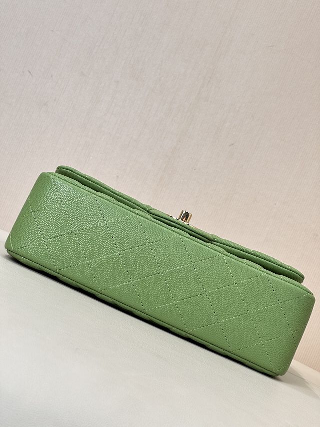 CC original grained calfskin small flap bag A01113 green