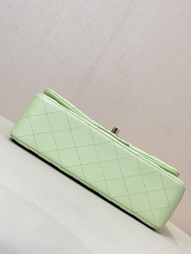 CC original grained calfskin small flap bag A01113 light green