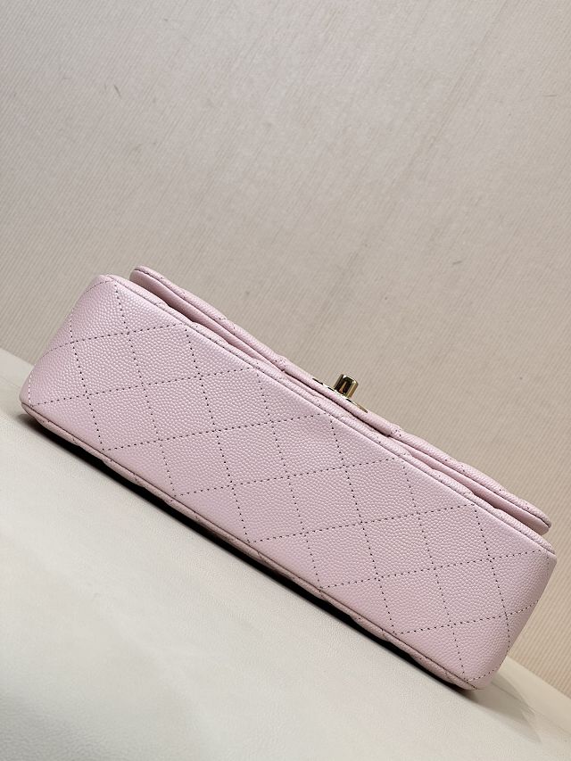 CC original grained calfskin small flap bag A01113 light pink