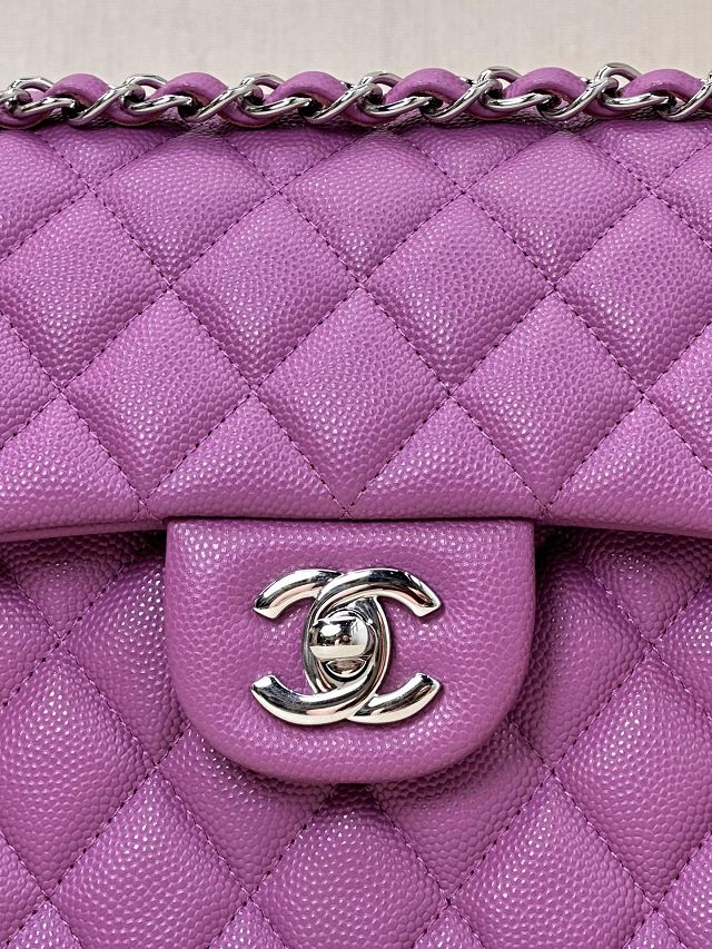 CC original grained calfskin small flap bag A01113 purple