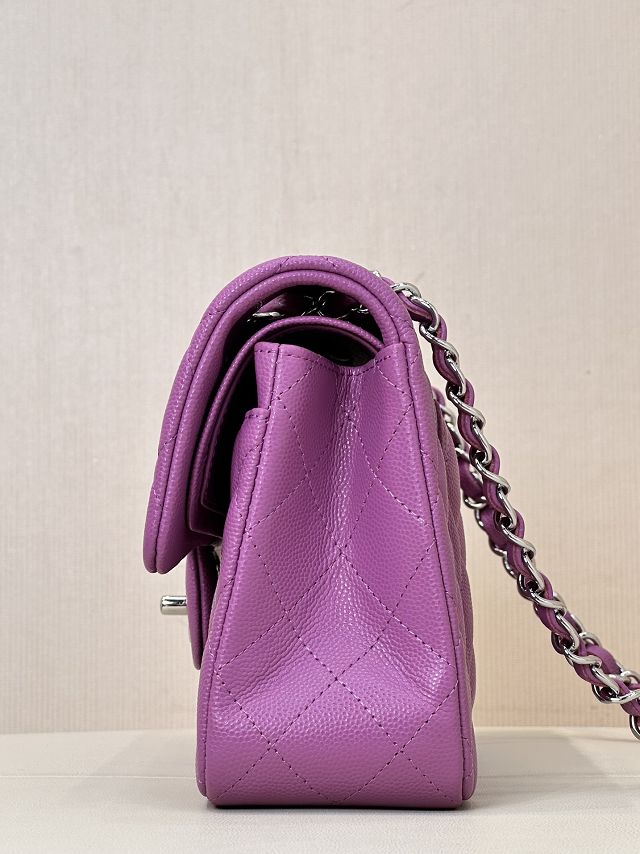 CC original grained calfskin small flap bag A01113 purple