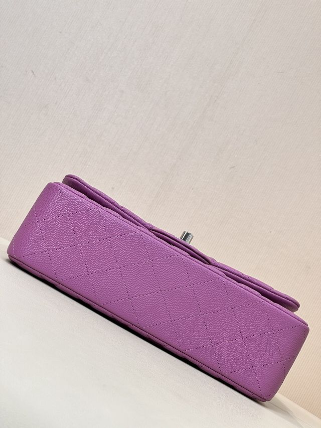 CC original grained calfskin small flap bag A01113 purple