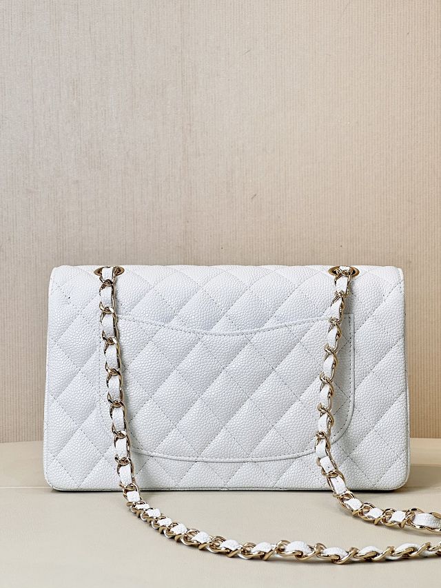 CC original grained calfskin small flap bag A01113 white