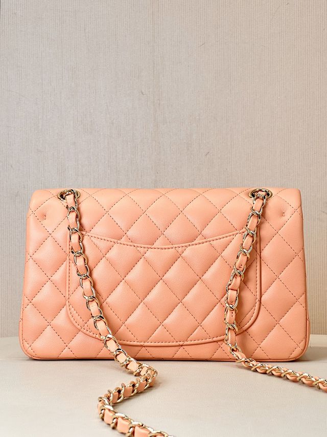 CC original lambskin small flap bag A01113 light coral