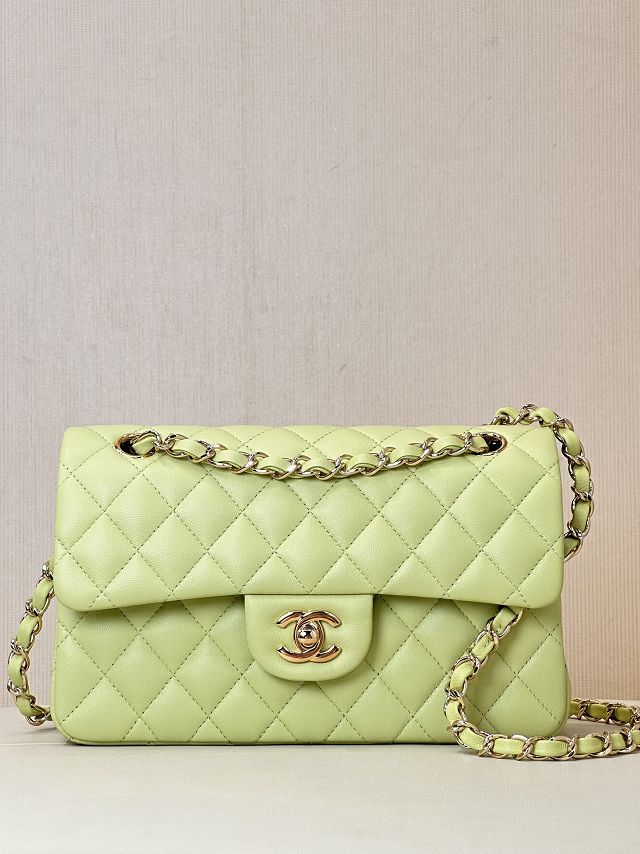 CC original lambskin small flap bag A01113 light green