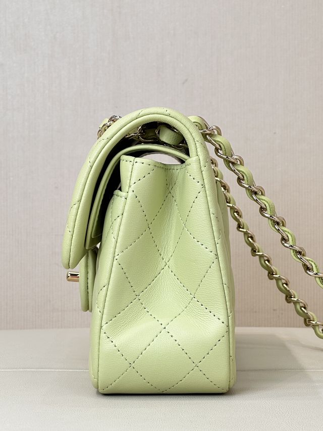 CC original lambskin small flap bag A01113 light green