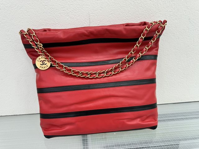 2024 CC original calfskin 22 small handbag AS3260 red&black