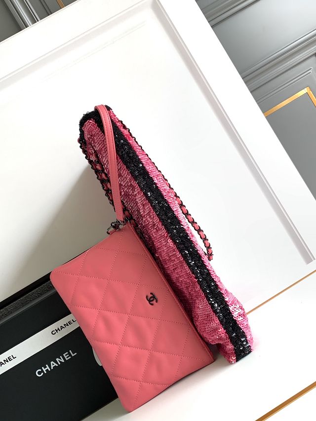 2024 CC original sequins tote bag AS4856 pink