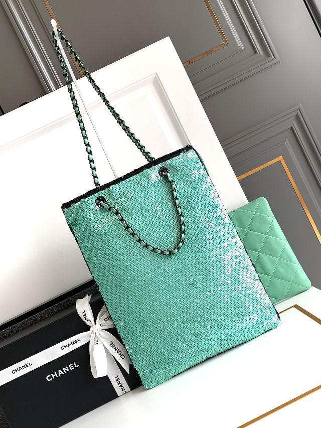 2024 CC original sequins tote bag AS4856 green