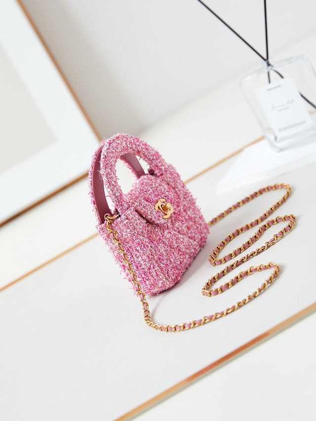 CC original tweed clutch with chain AP3435 pink