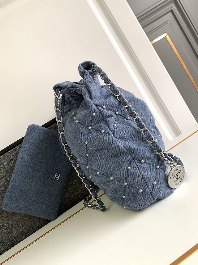 2024 CC original denim 22 small handbag AS3260 blue