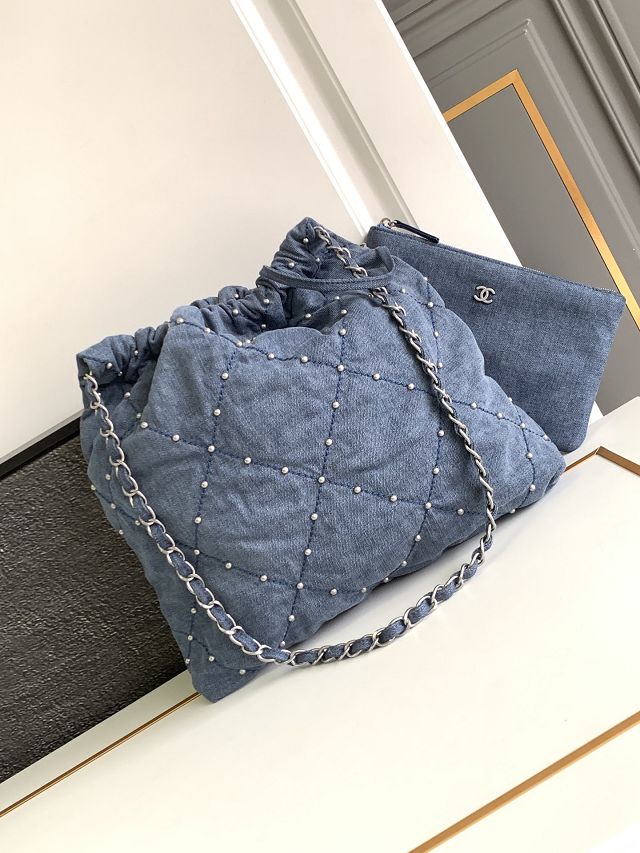 2024 CC original denim 22 small handbag AS3260 blue