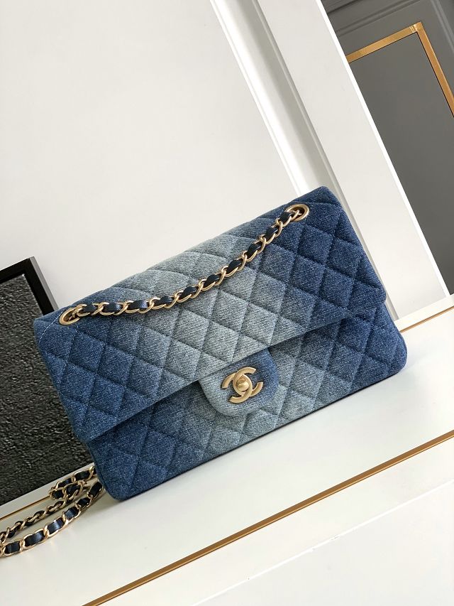 CC original denim medium flap bag A01112 blue