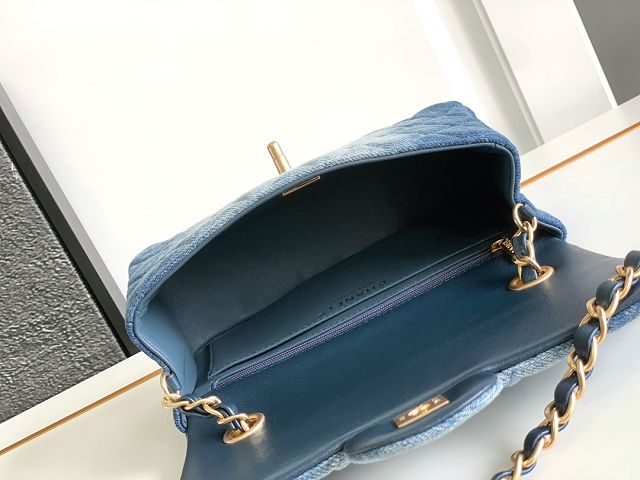 CC original denim mini flap bag A69900 blue