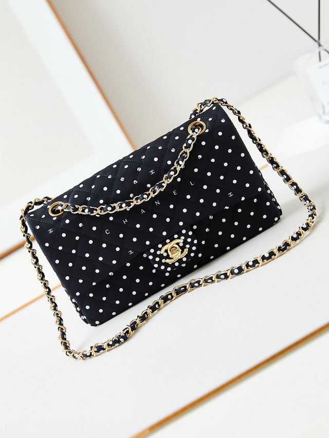 CC original fabric meidum flap bag A01112 black