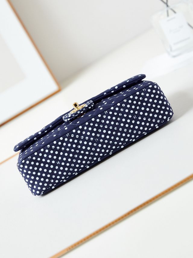 CC original fabric meidum flap bag A01112 navy blue