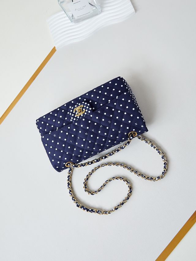 CC original fabric meidum flap bag A01112 navy blue