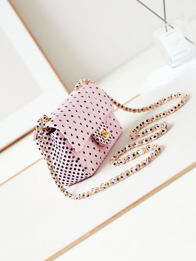 CC original fabric mini flap bag A69900 pink