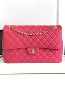 CC original grained calfskin maxi flap bag AS4661 rose red