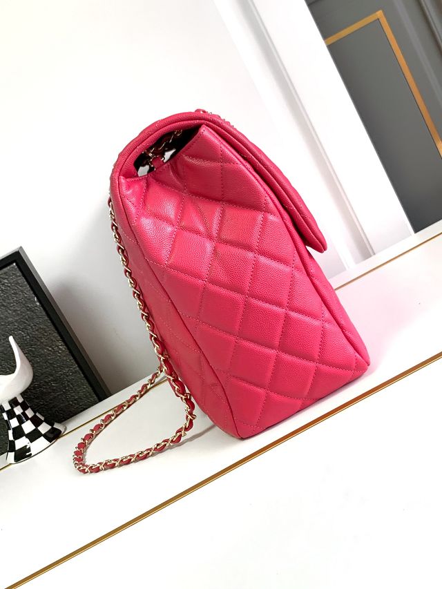 CC original grained calfskin maxi flap bag AS4661 rose red