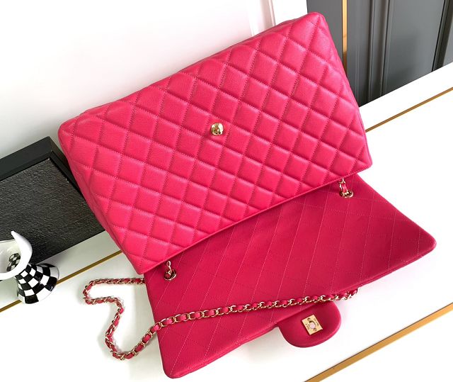 CC original grained calfskin maxi flap bag AS4661 rose red