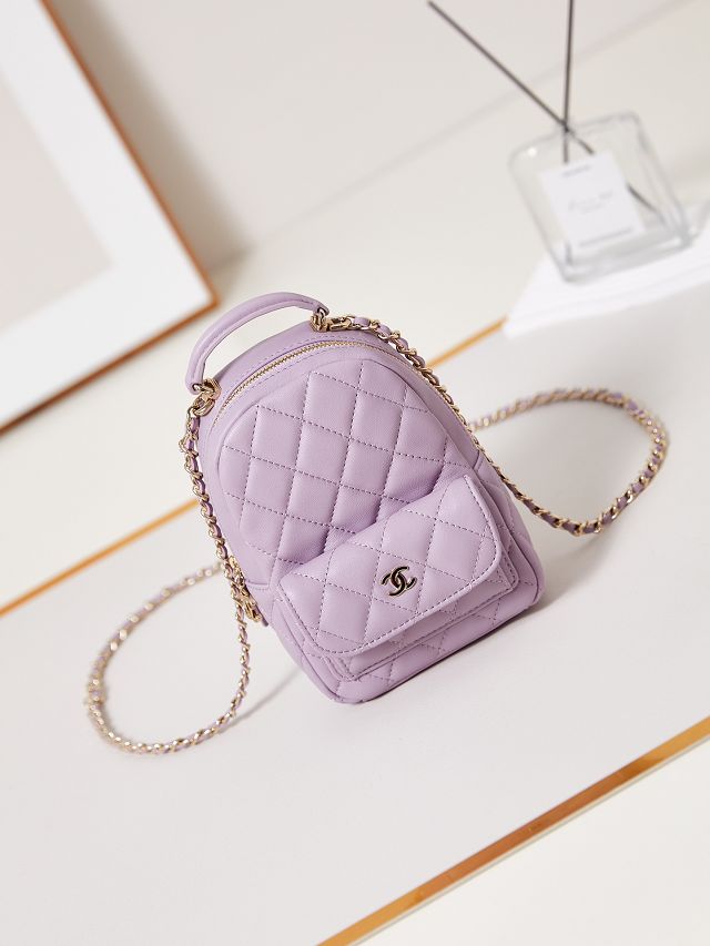 CC original grained calfskin mini backpack AP3753 light purple