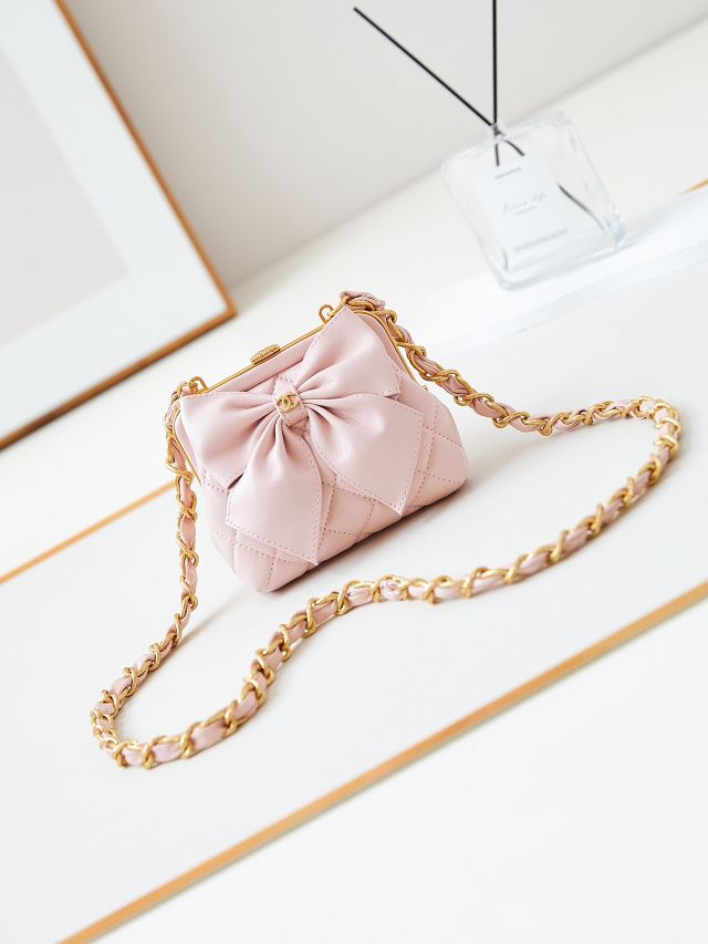 CC original lambskin clutch with chain AP4028 pink