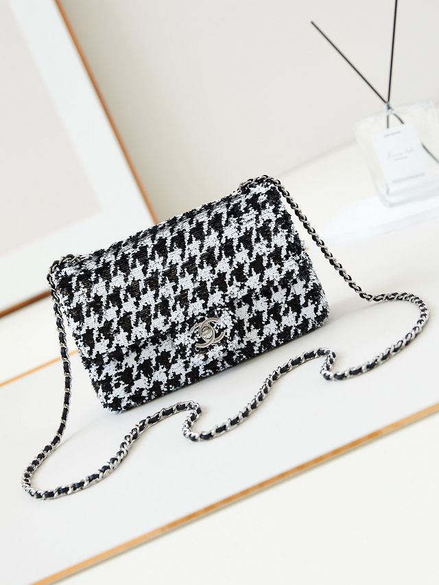 CC original sequins small flap bag AS4297 black&white