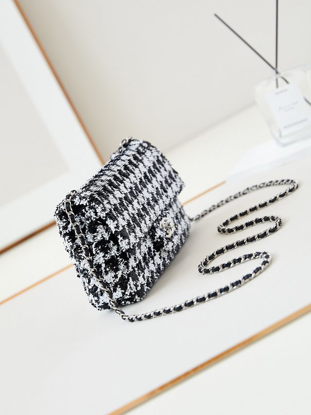 CC original sequins small flap bag AS4297 black&white