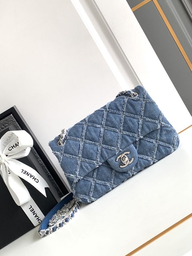 CC original denim mini flap bag AS1940 blue	