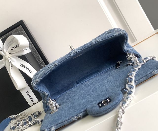 CC original denim mini flap bag AS1940 blue	