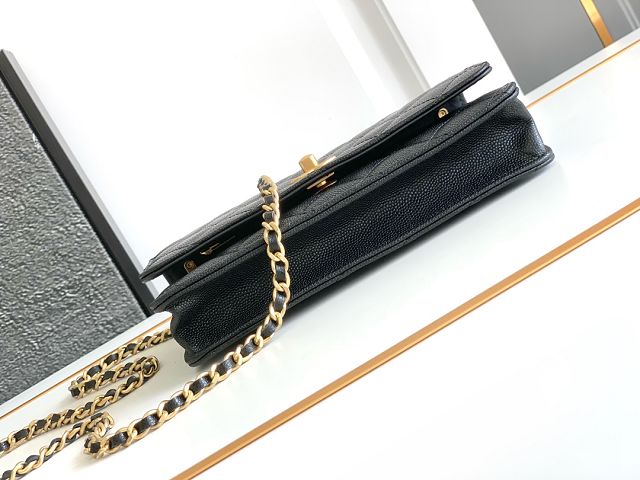 CC original grained calfskin wallet on chain AP6465 black