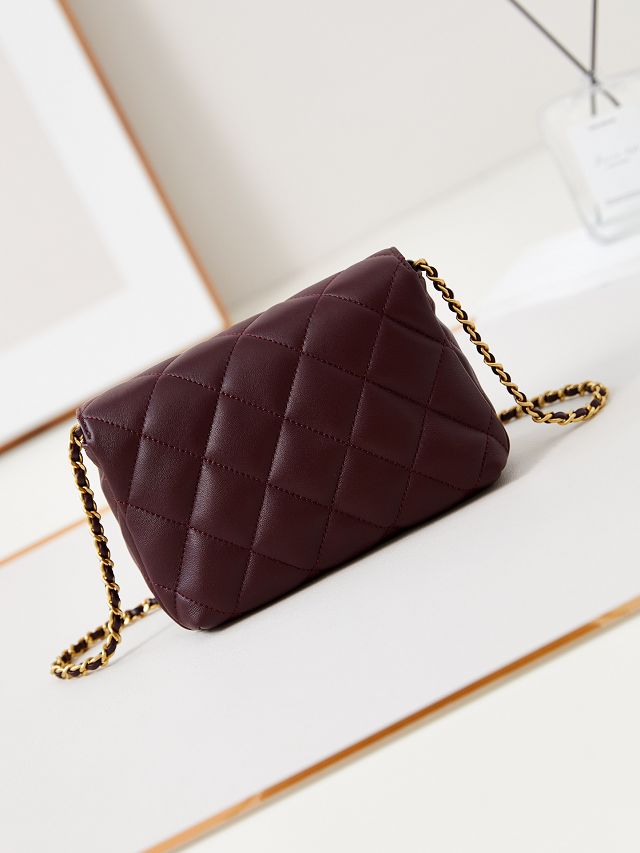 2024 CC original lambskin mini flap bag AS4986 bordeaux