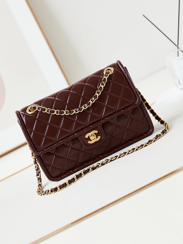 2024 CC original calfskin flap bag AS4686 bordeaux