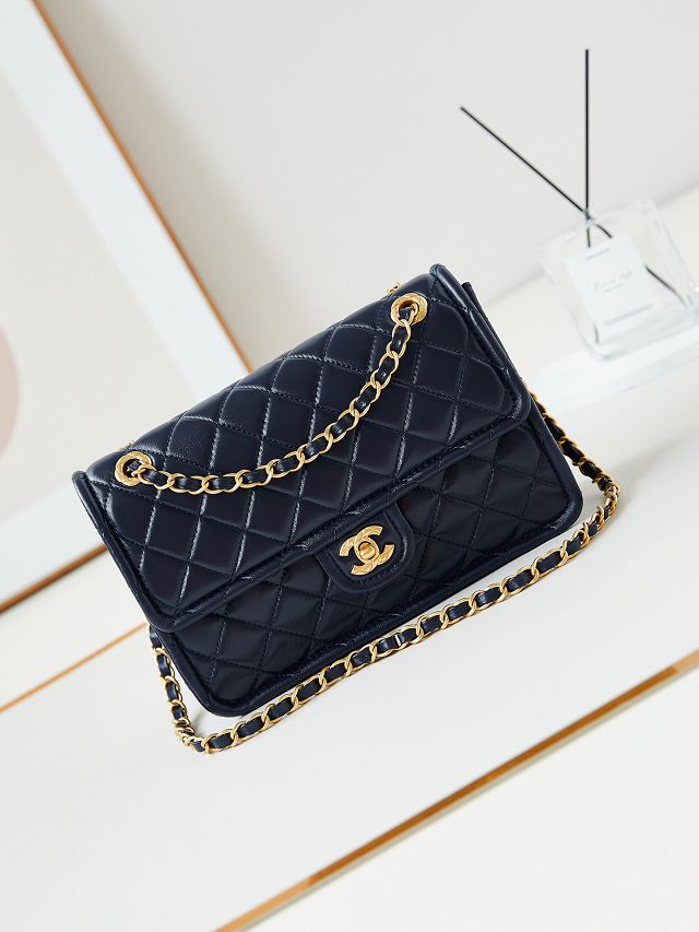 2024 CC original calfskin flap bag AS4686 navy blue