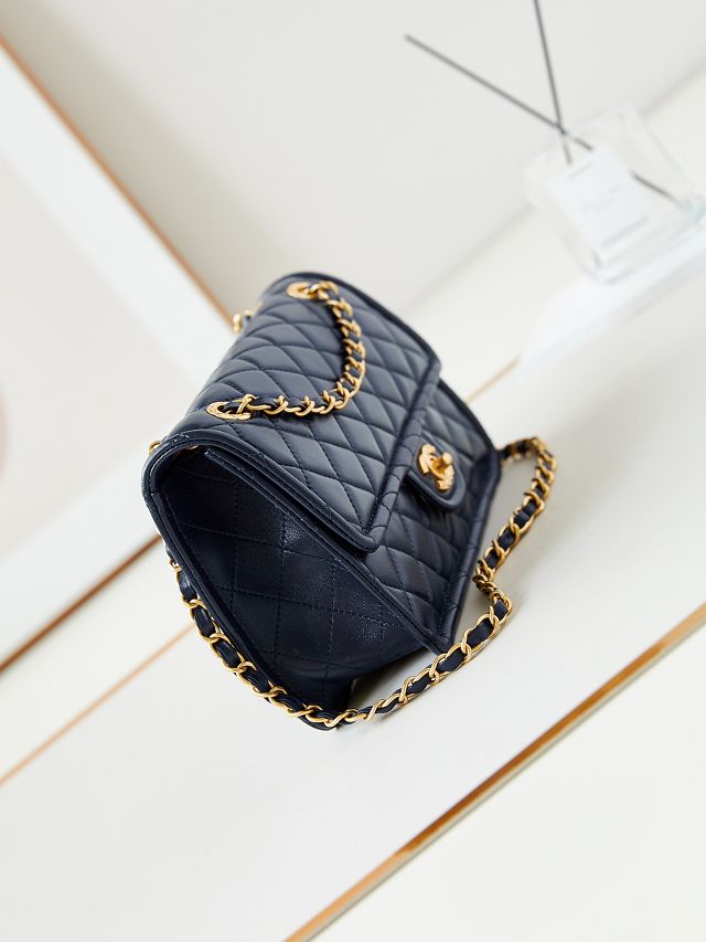 2024 CC original calfskin flap bag AS4686 navy blue