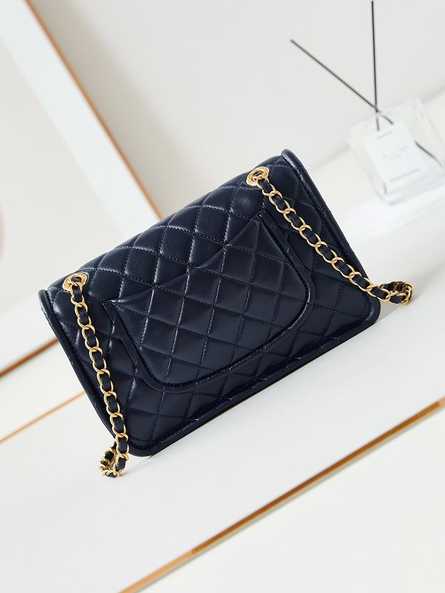 2024 CC original calfskin flap bag AS4686 navy blue