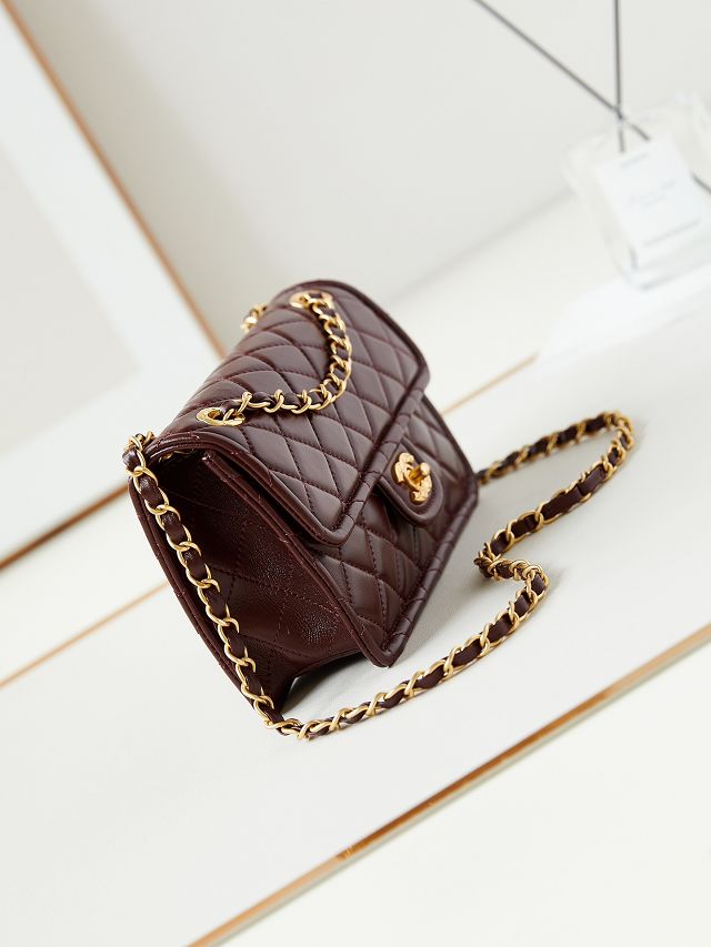 2024 CC original calfskin small  flap bag AS4687 bordeaux