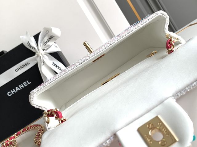 CC original sequins mini flap bag A69900 white