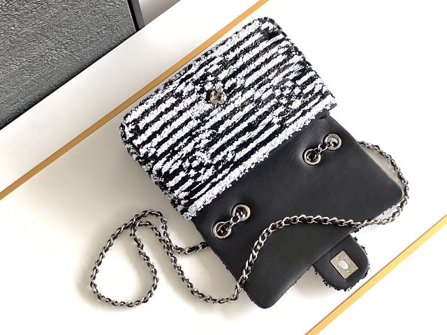 CC original sequins mini flap bag AS4561 black&white