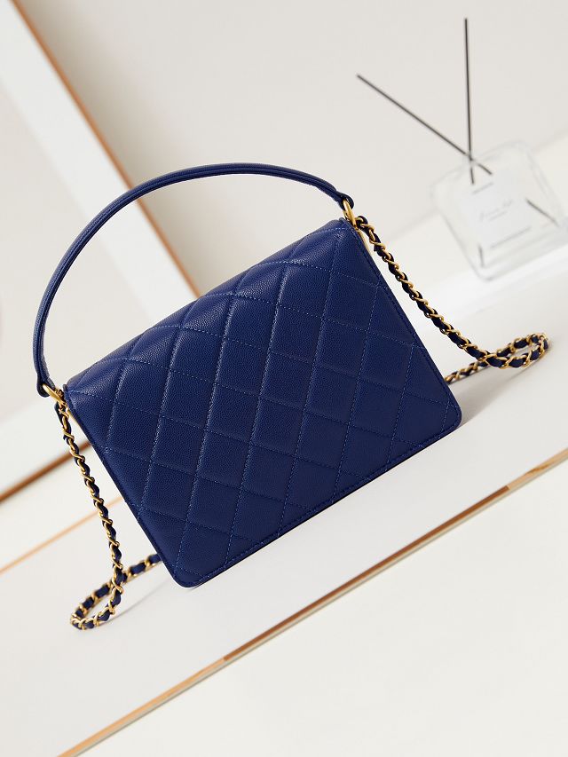 2024 CC original grained calfskin medium flap bag AS4039 blue