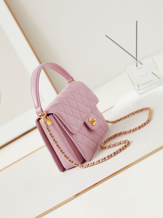 2024 CC original grained calfskin medium flap bag AS4039 pink