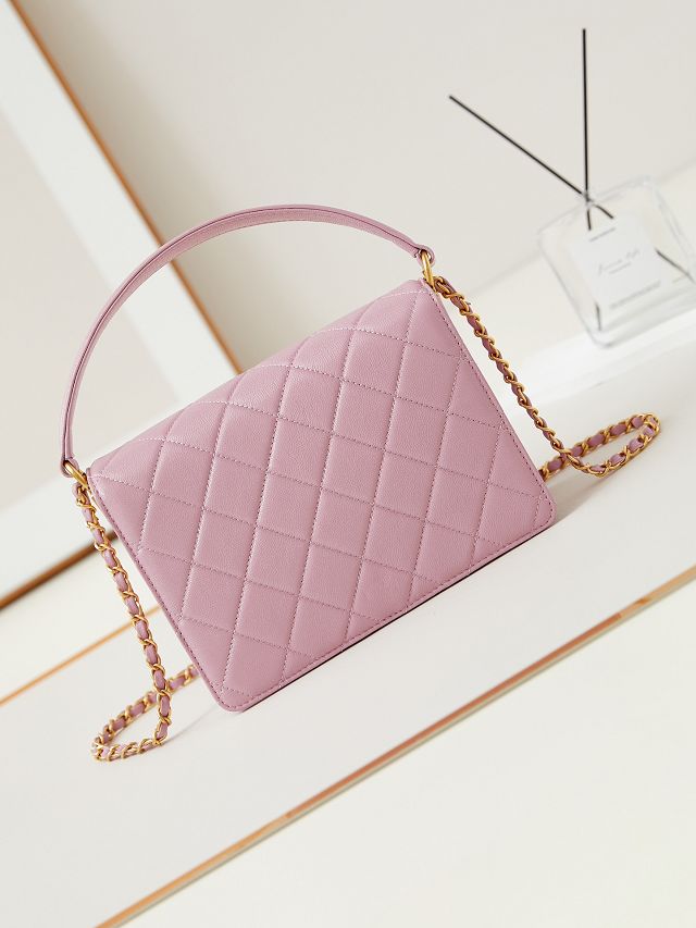 2024 CC original grained calfskin medium flap bag AS4039 pink