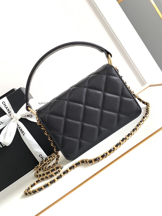 2024 CC original grained calfskin mini flap bag AS4037 black