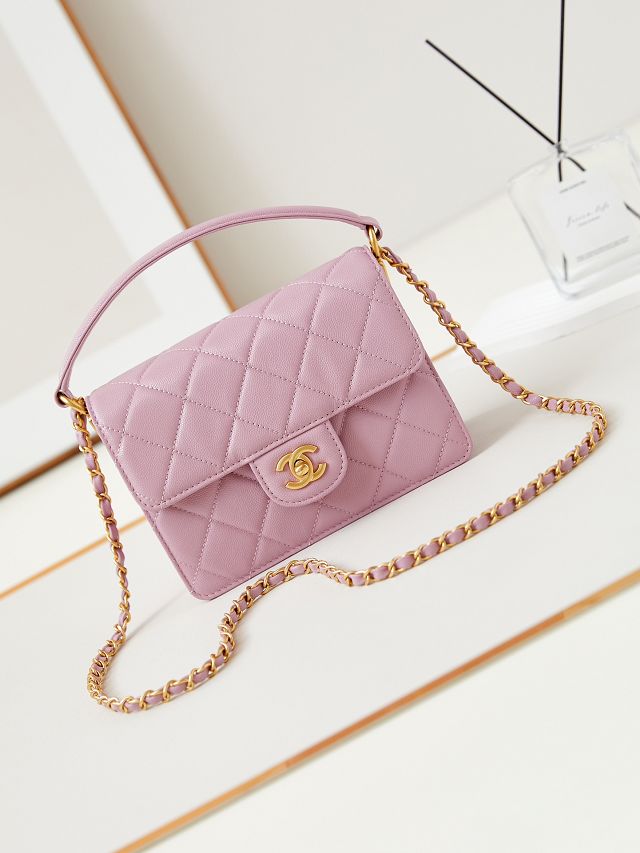 2024 CC original grained calfskin small flap bag AS4038 pink